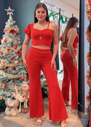 FLARE PANT PIERINA - ROJO