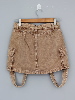 FALDA SHORT CARGO JEAN - BEIGE