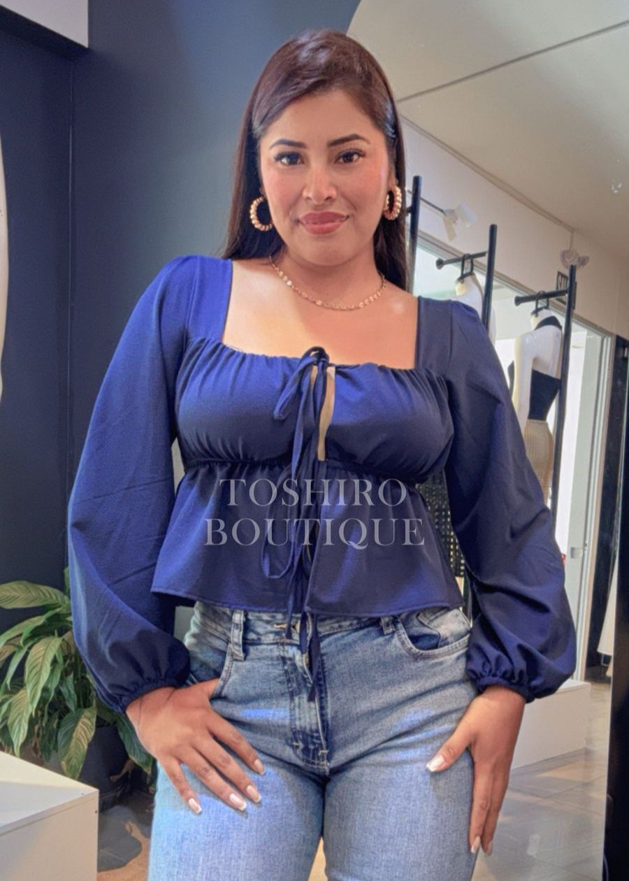 BLUSA PEPLUM - AZUL