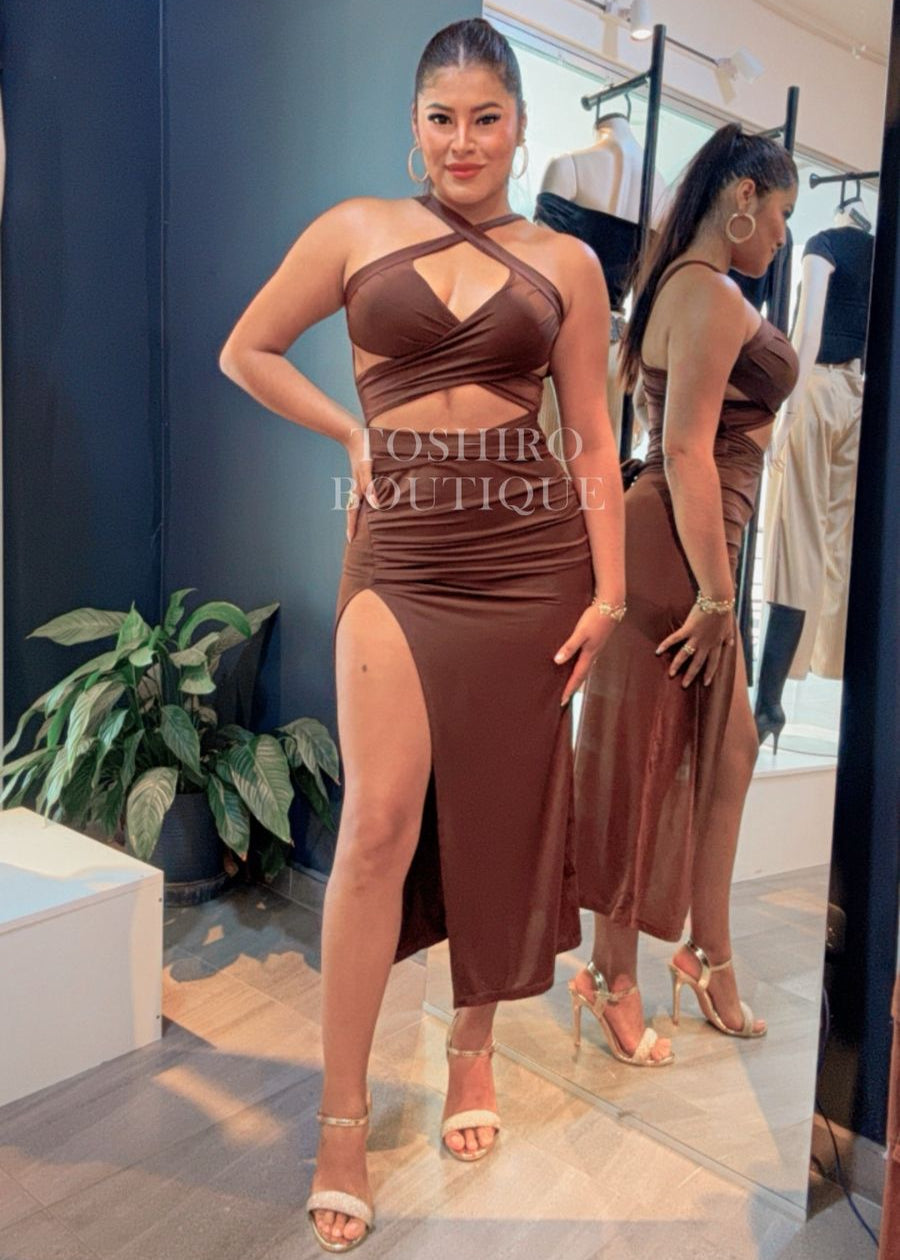 MAXIVESTIDO BRIELA -  MARRON