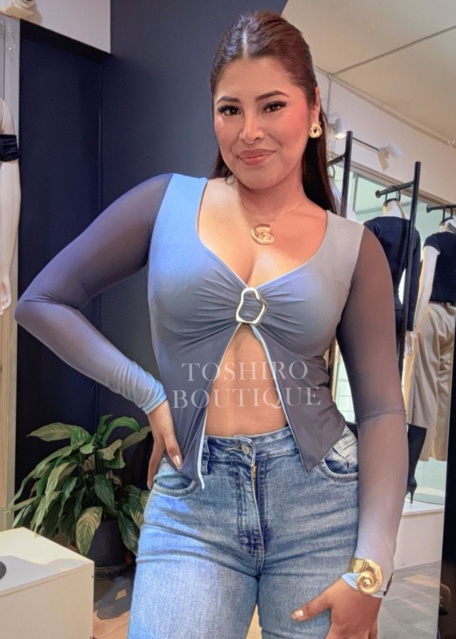 BLUSA KIARA - GRIS /CELESTE
