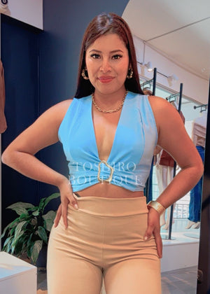 BLUSA ENVOLVENTE - CELESTE