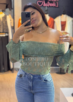 BLUSA ENCAJE - VERDE