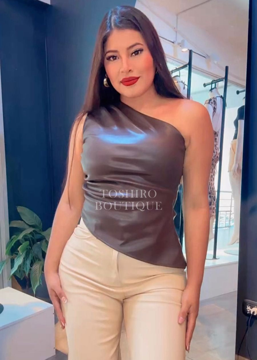 BLUSA CUERINA - MARRÓN