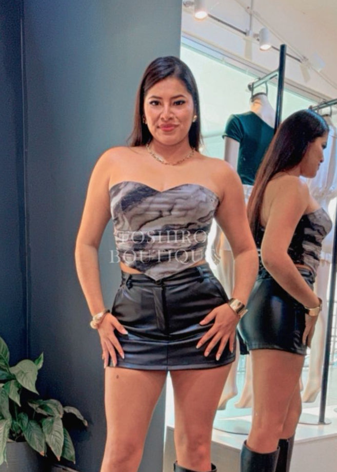CORSET STRAPLE - PRINT GRIS