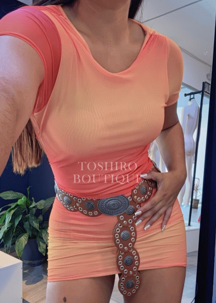 VESTIDO MESH - NARANJA
