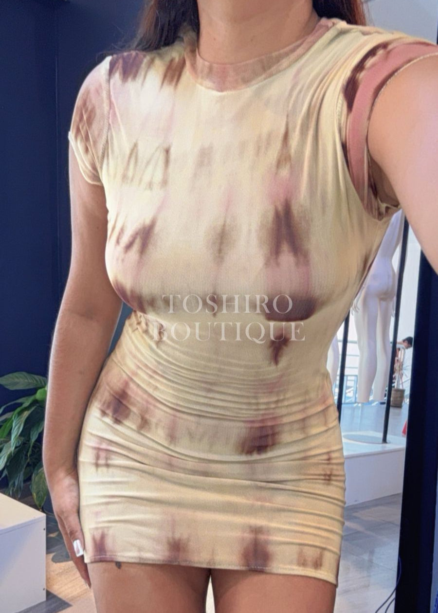 VESTIDO MESH - MAIZ