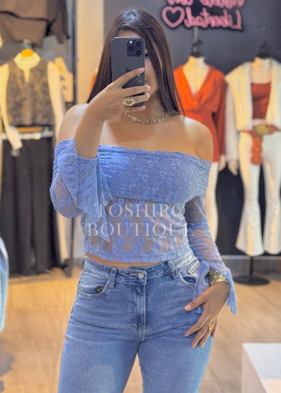 BLUSA ENCAJE - ACERO