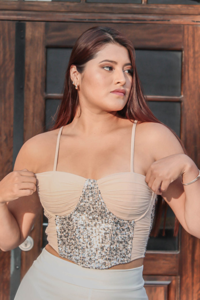 CORSET GLOW - NUDE/PLATA